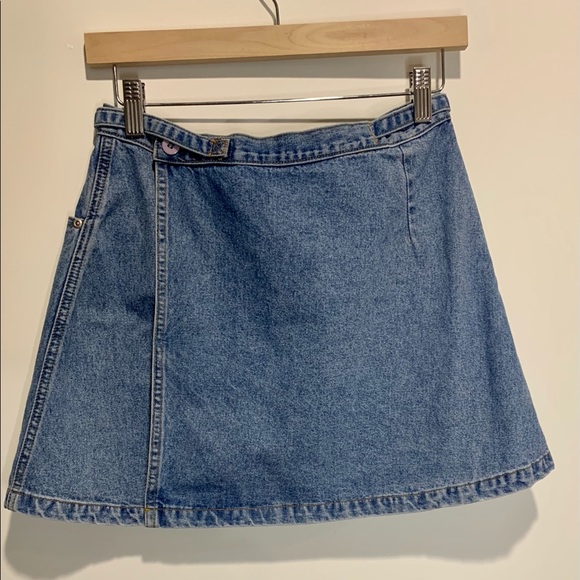 Squeeze Jeans Light Blue Denim Wrap Mini Skirt - Picture 4 of 8